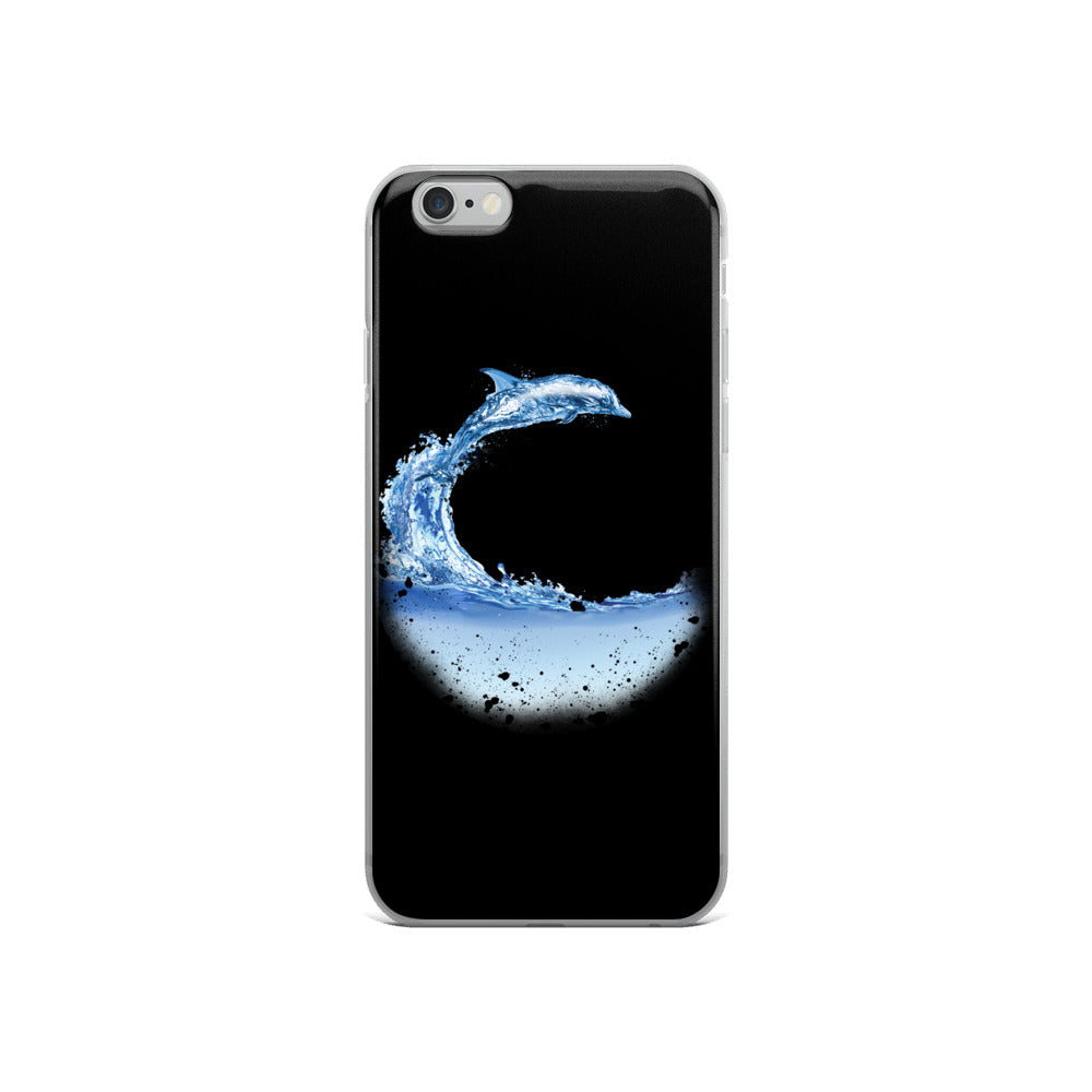 Aqua Dolphin iPhone Case Black - Splashing Apparel