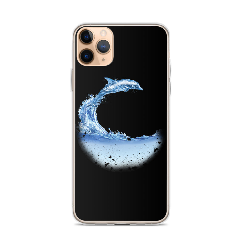 Aqua Dolphin iPhone Case Black - Splashing Apparel