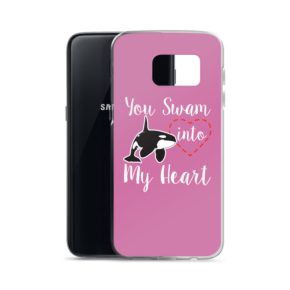 You Swam into My Heart Samsung Case Pink - Splashing Apparel
