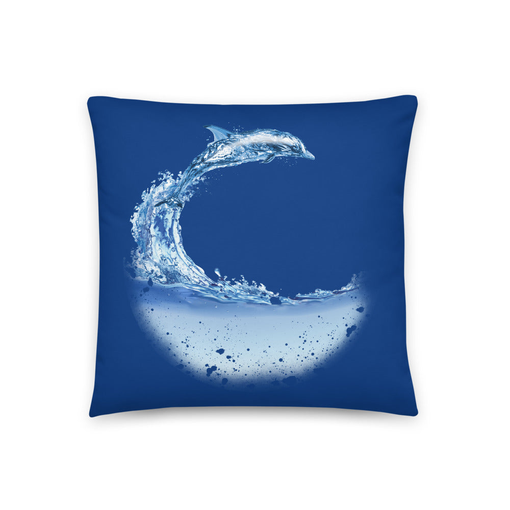 Aqua Dolphin Throw Pillow