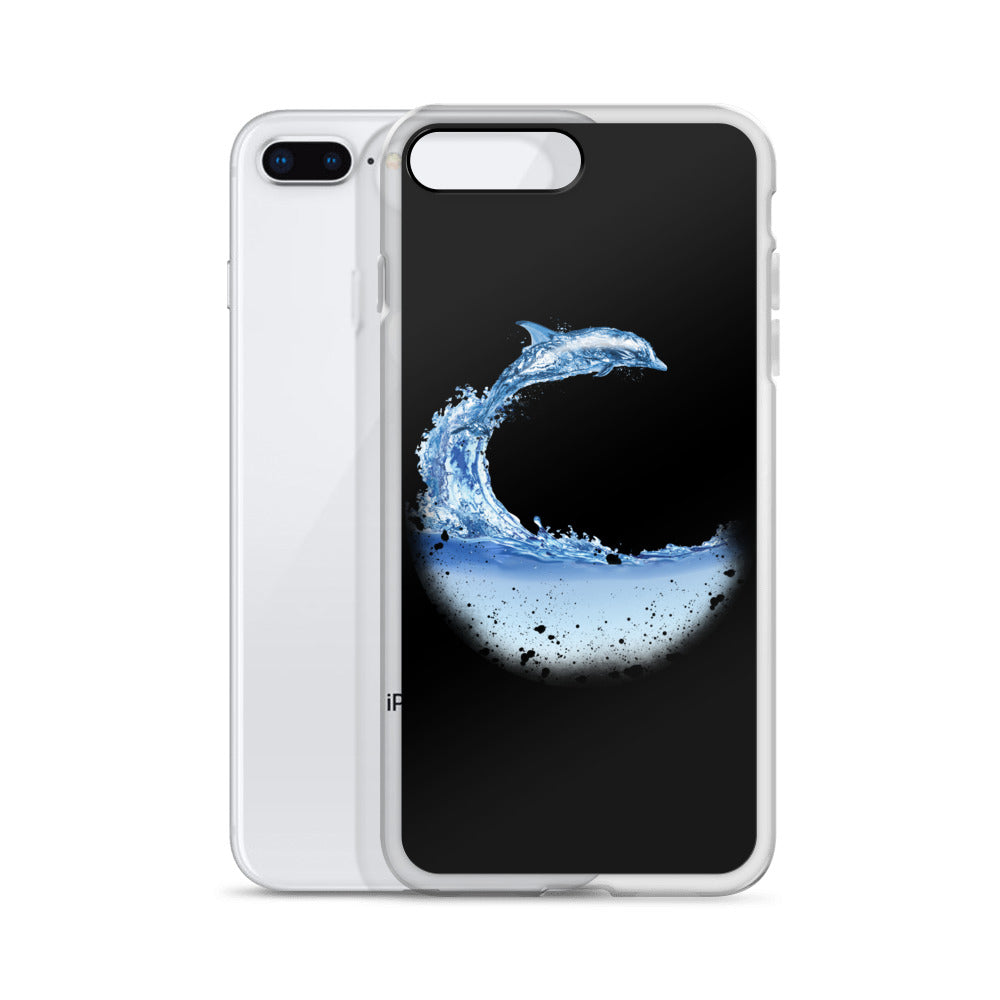 Aqua Dolphin iPhone Case Black - Splashing Apparel