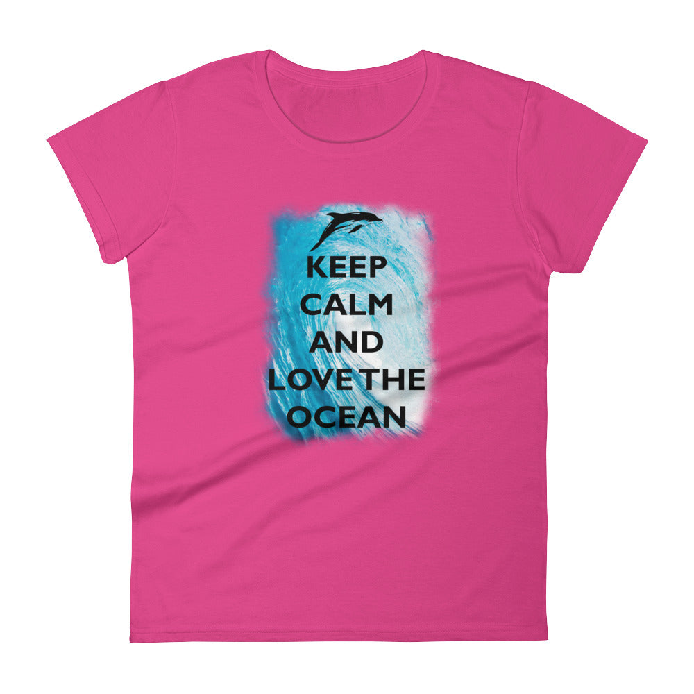 Keep Calm and Love the Ocean Women's Shirt - Splashing Apparel