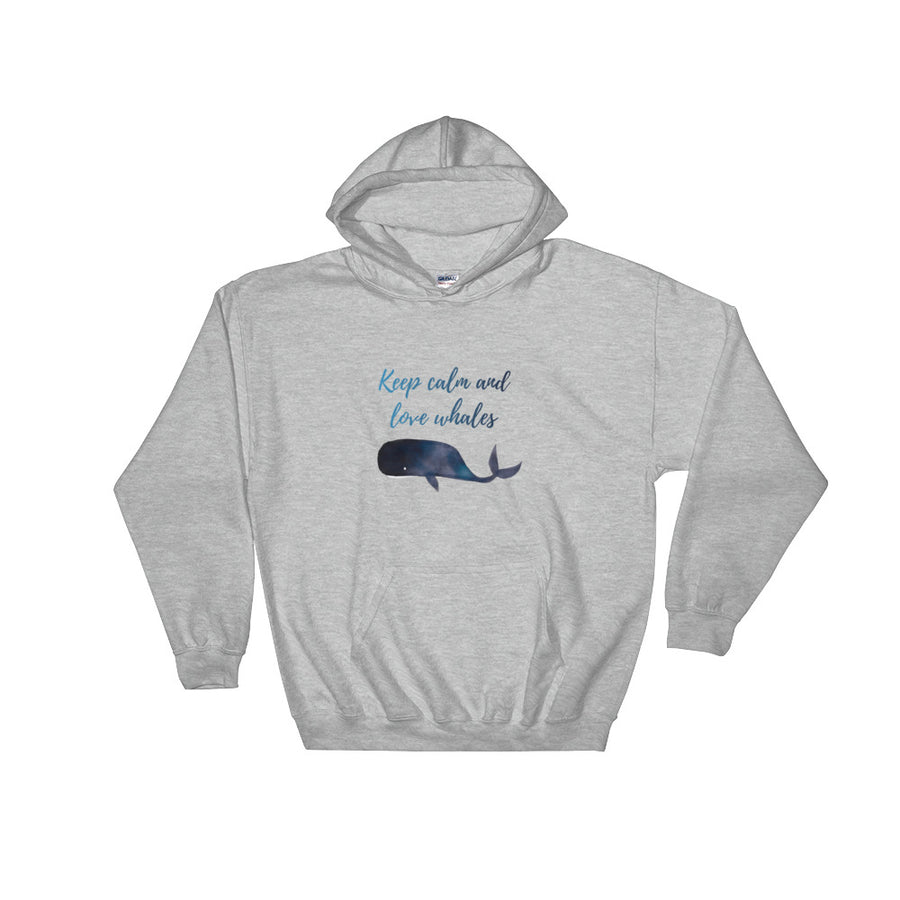 Keep Calm and Love Whales Hoodie - Splashing Apparel