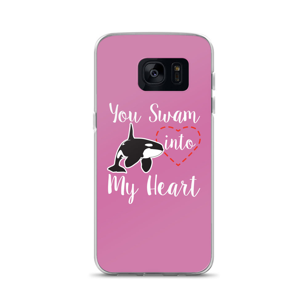 You Swam into My Heart Samsung Case Pink - Splashing Apparel