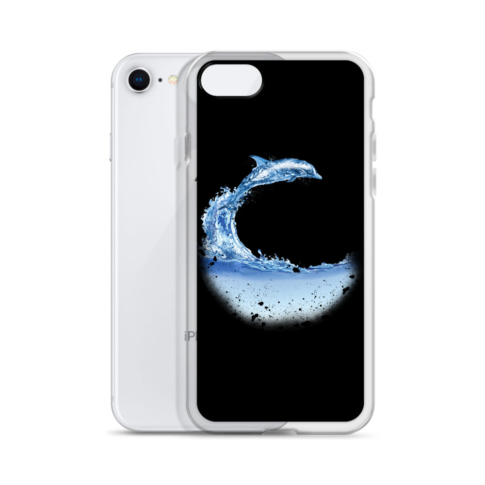 Aqua Dolphin iPhone Case Black - Splashing Apparel