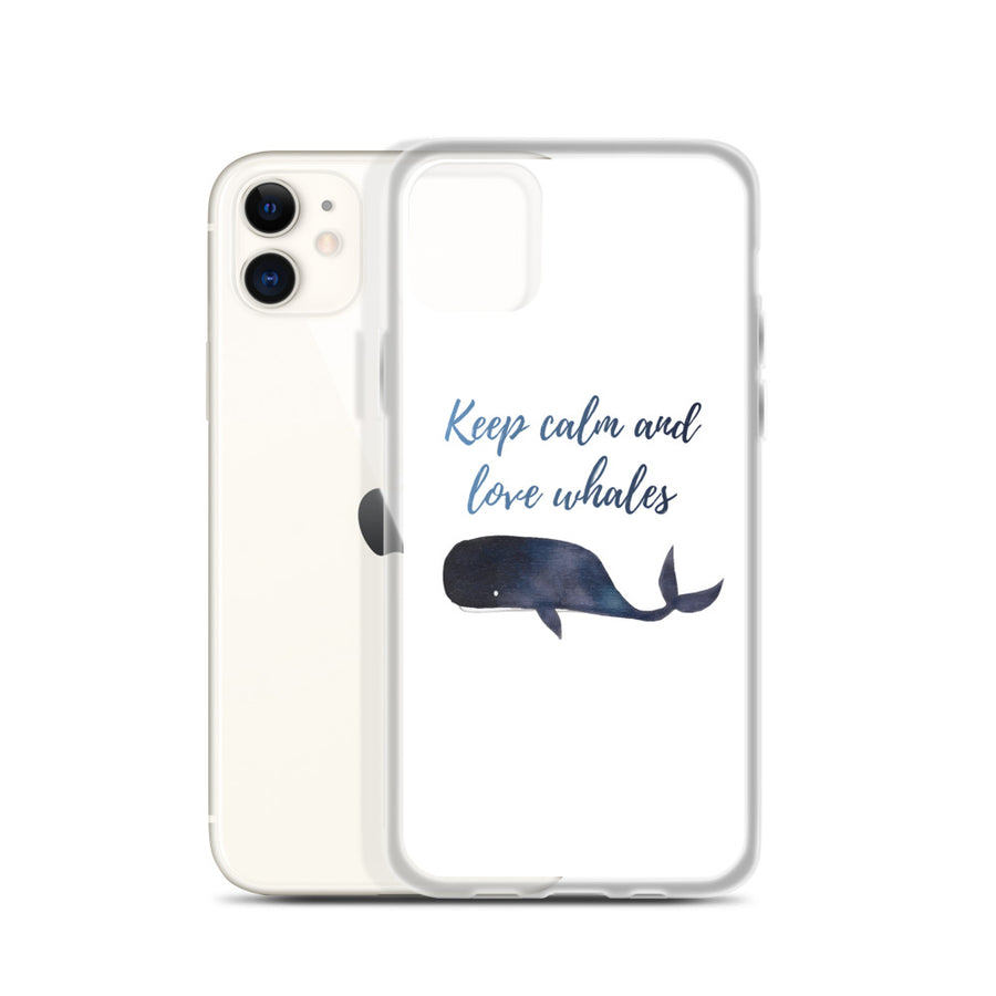 Keep Calm and Love Whales iPhone Case White - Splashing Apparel