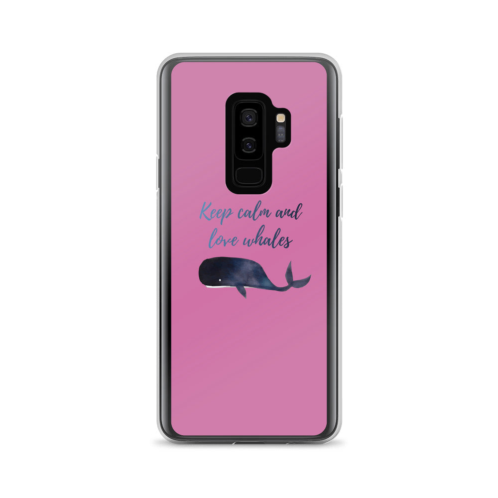 Keep Calm and Love Whales Samsung Case Pink - Splashing Apparel