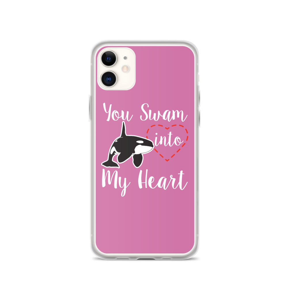 You Swam into My Heart iPhone Case Pink - Splashing Apparel