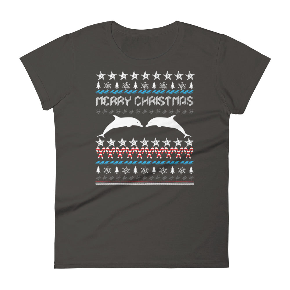 Christmas Dolphin Women's t-shirt - Splashing Apparel