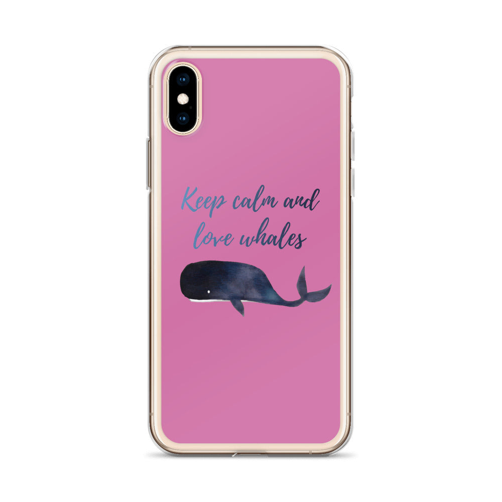Keep Calm and Love Whales iPhone Case Pink - Splashing Apparel