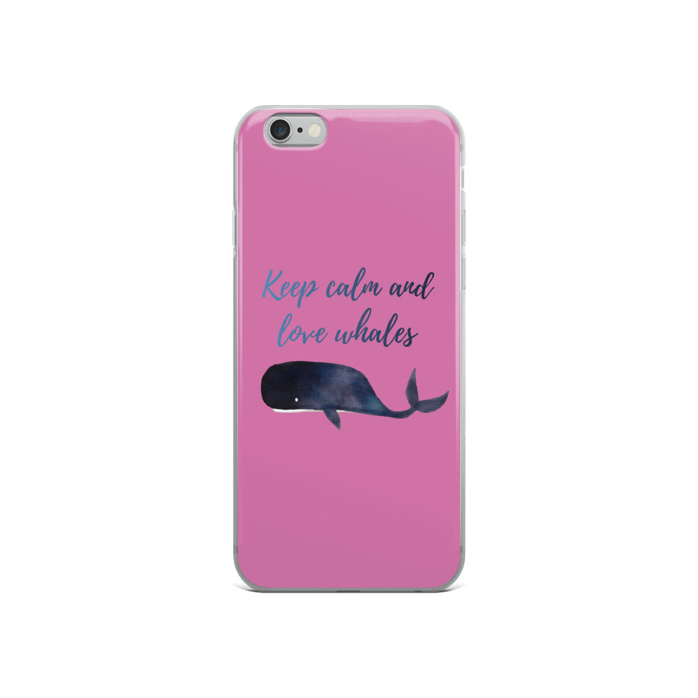 Keep Calm and Love Whales iPhone Case Pink - Splashing Apparel