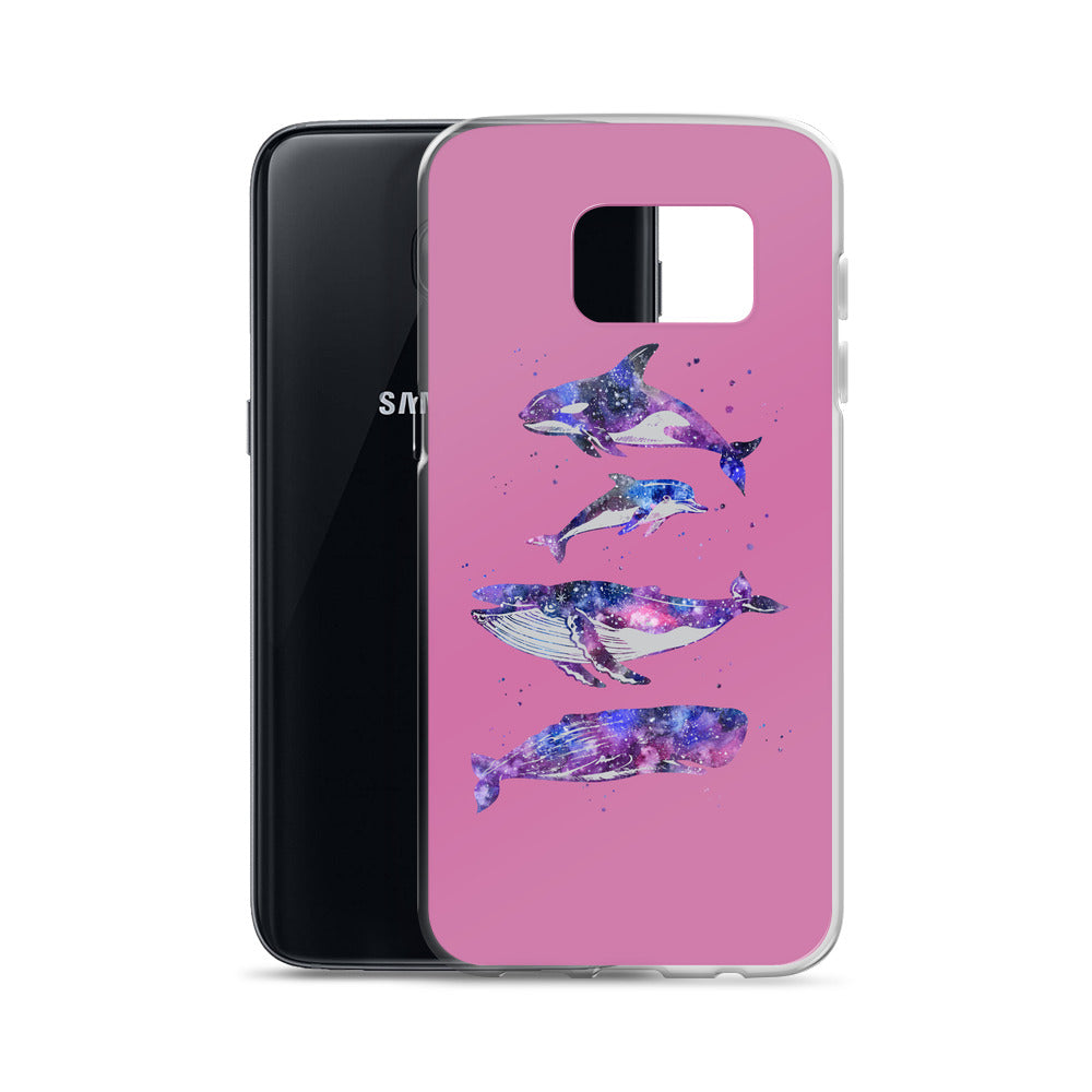 Stary Whales Samsung Case Pink - Splashing Apparel