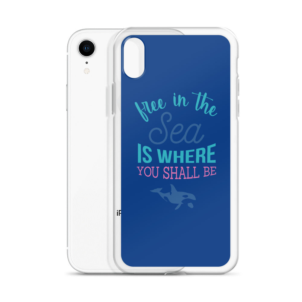 Free in the Sea iPhone Case Dark Blue - Splashing Apparel