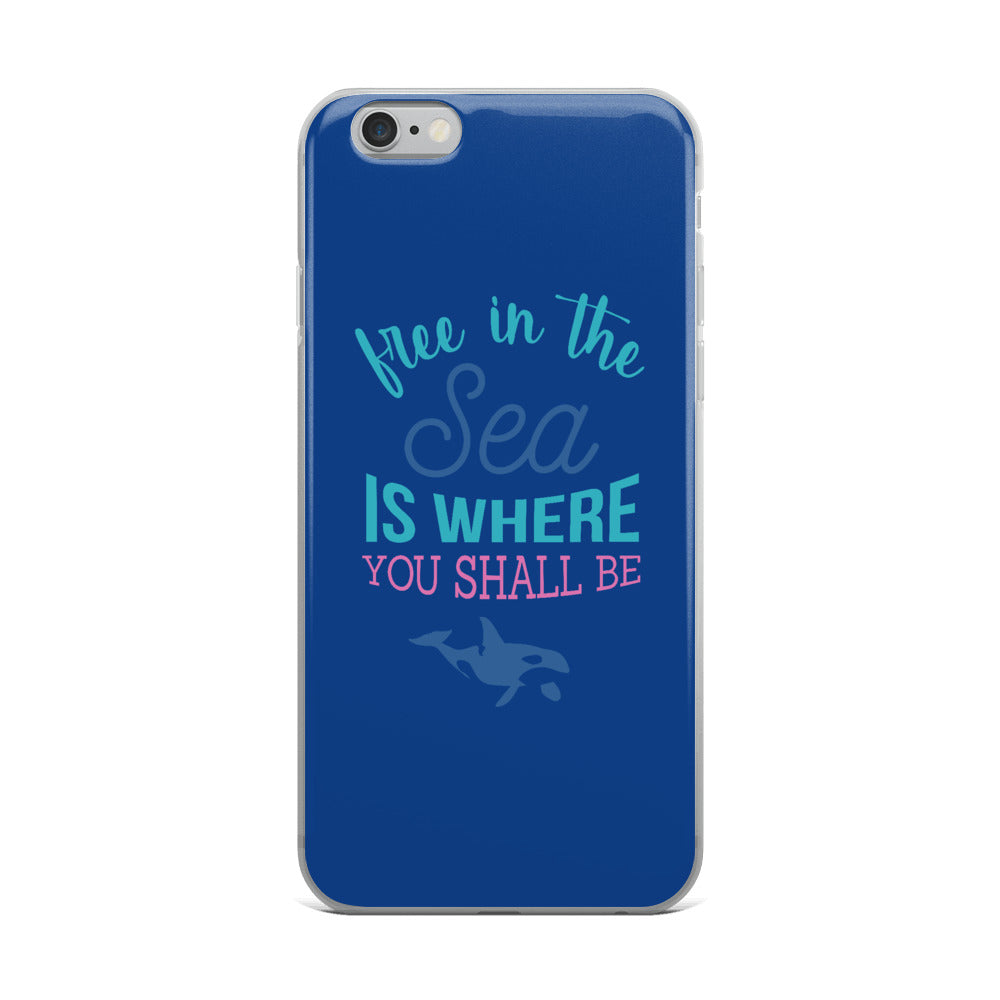 Free in the Sea iPhone Case Dark Blue - Splashing Apparel