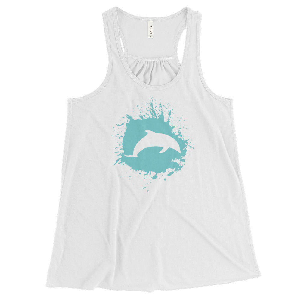 Dolphin Splash Women's Flowy Racerback Tank - Splashing Apparel