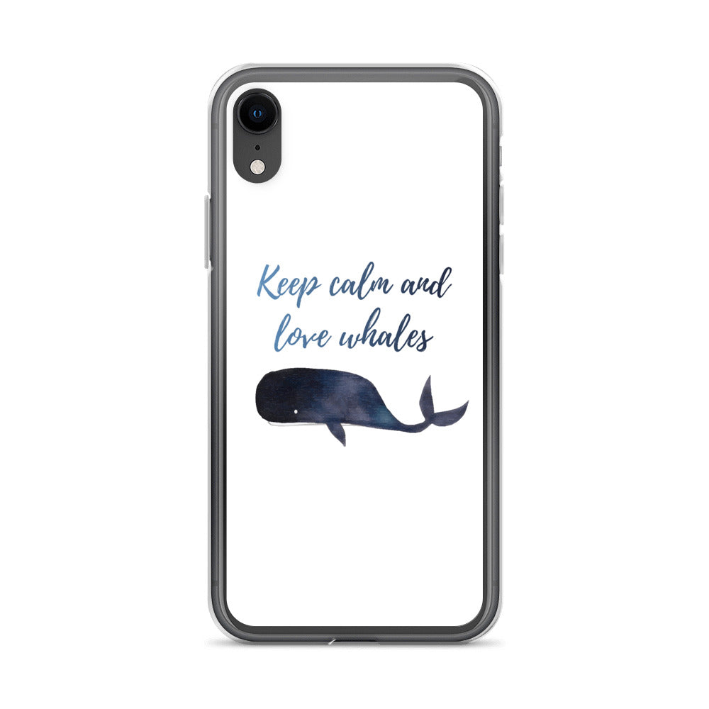 Keep Calm and Love Whales iPhone Case White - Splashing Apparel