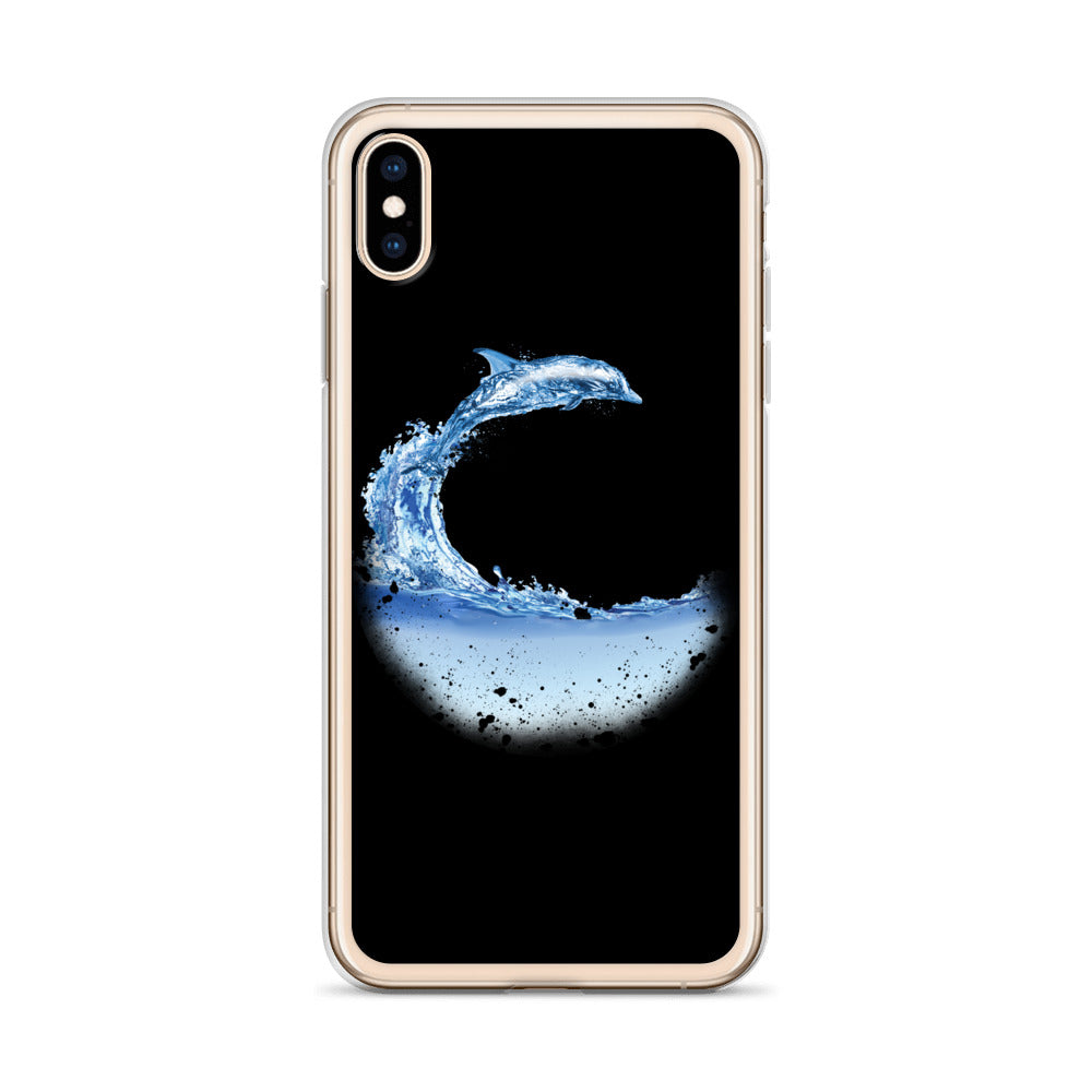 Aqua Dolphin iPhone Case Black - Splashing Apparel