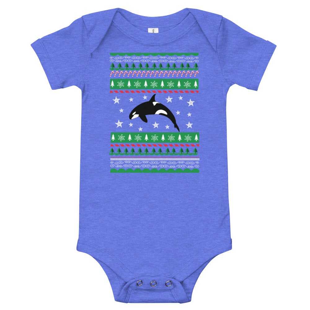 Festive Orca Baby Onesie - Splashing Apparel