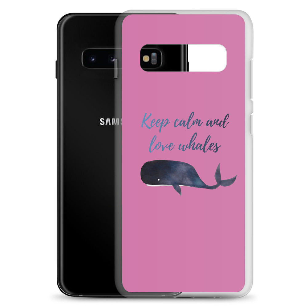 Keep Calm and Love Whales Samsung Case Pink - Splashing Apparel