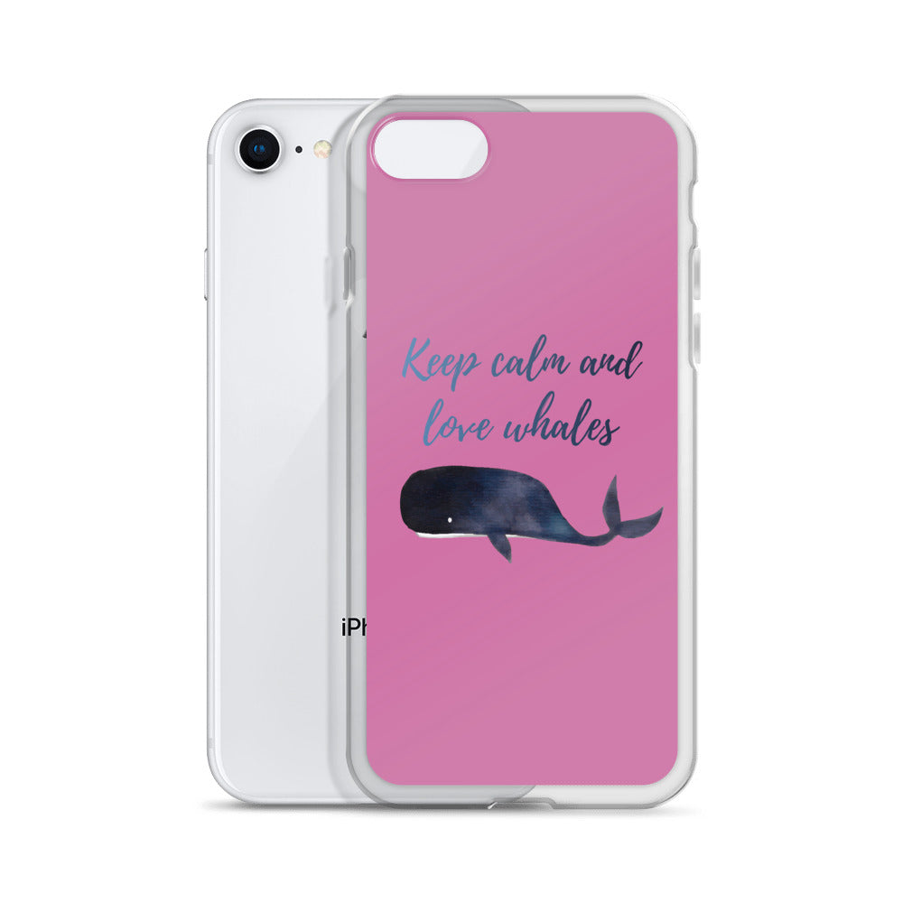 Keep Calm and Love Whales iPhone Case Pink - Splashing Apparel