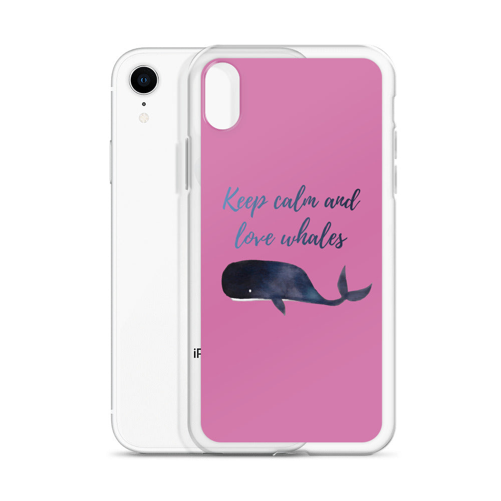 Keep Calm and Love Whales iPhone Case Pink - Splashing Apparel