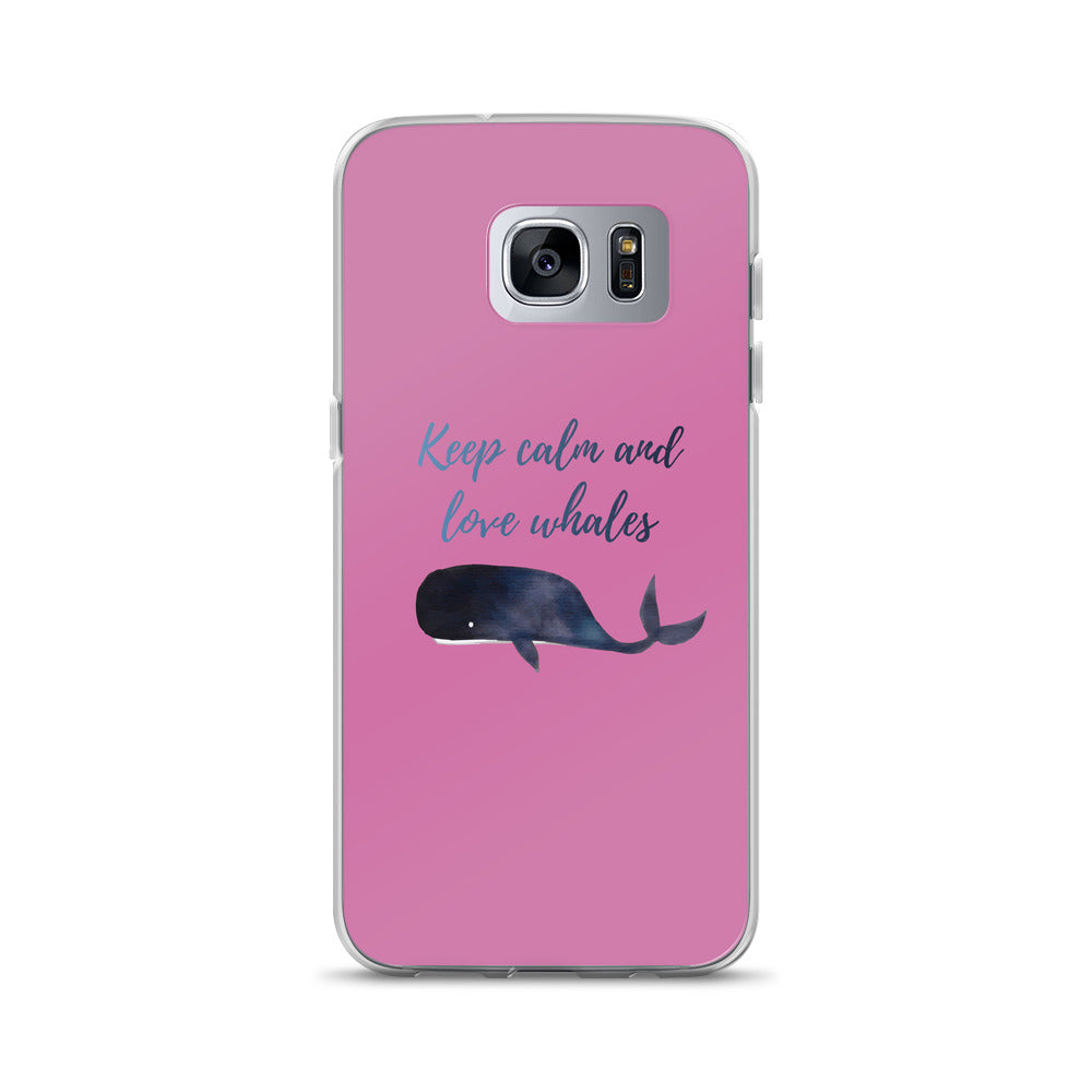 Keep Calm and Love Whales Samsung Case Pink - Splashing Apparel