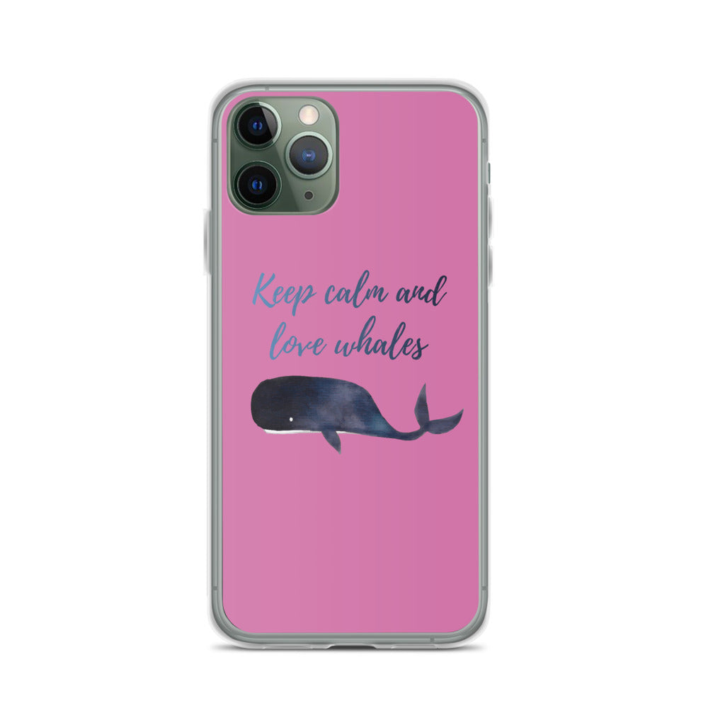 Keep Calm and Love Whales iPhone Case Pink - Splashing Apparel