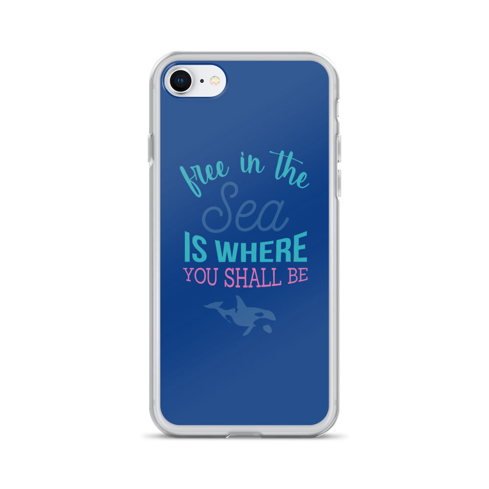 Free in the Sea iPhone Case Dark Blue - Splashing Apparel