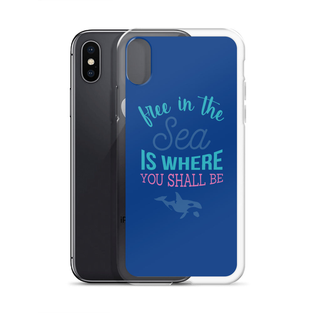 Free in the Sea iPhone Case Dark Blue - Splashing Apparel