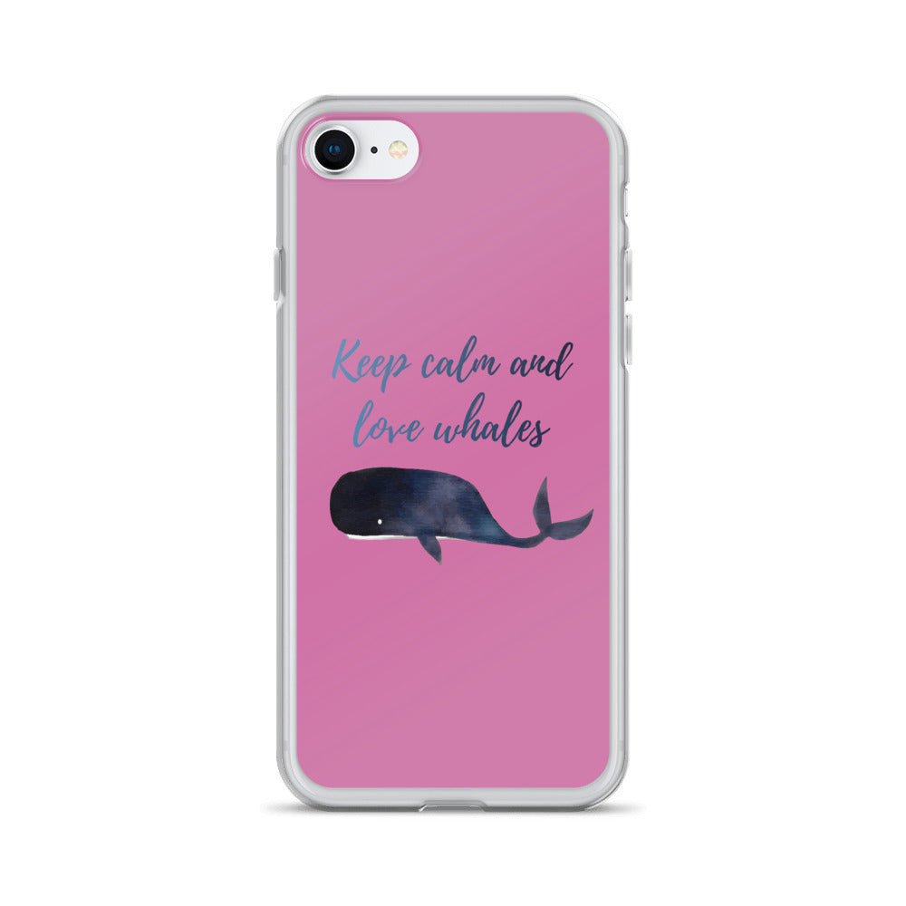 Keep Calm and Love Whales iPhone Case Pink - Splashing Apparel