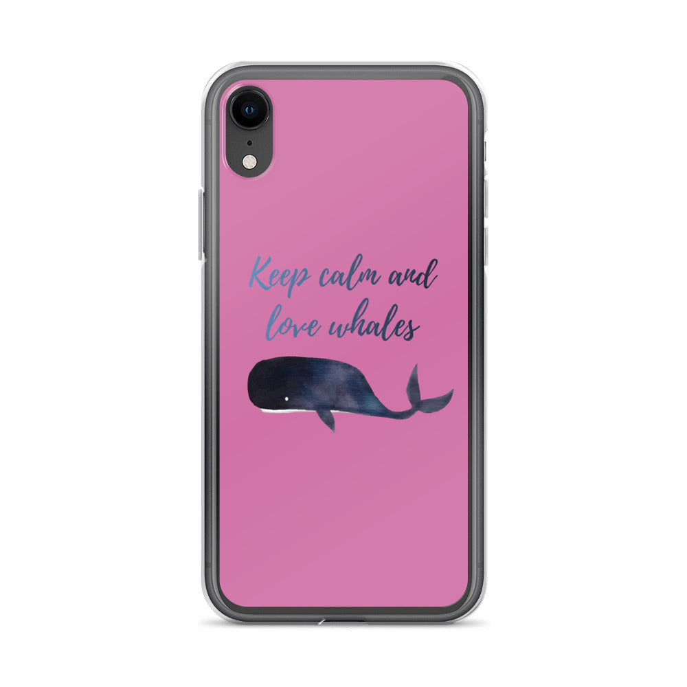 Keep Calm and Love Whales iPhone Case Pink - Splashing Apparel