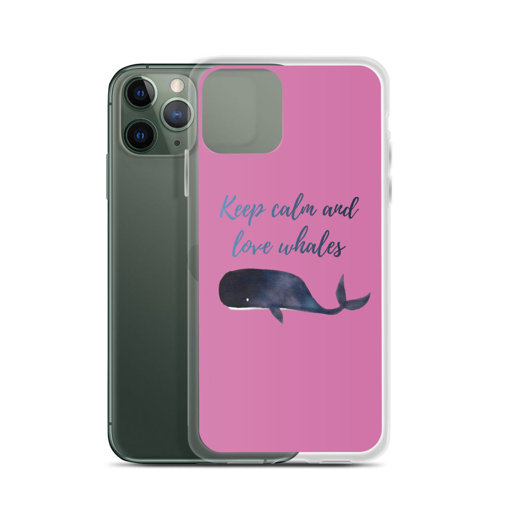 Keep Calm and Love Whales iPhone Case Pink - Splashing Apparel