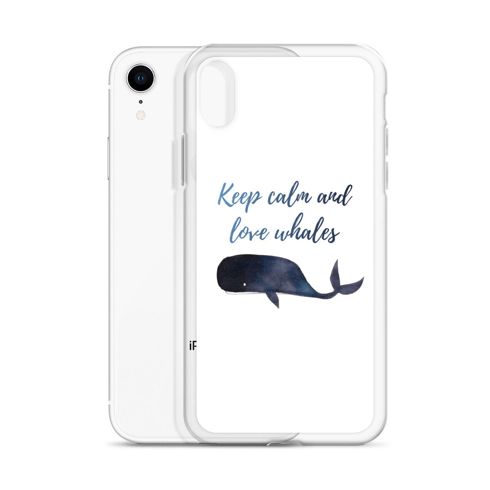 Keep Calm and Love Whales iPhone Case White - Splashing Apparel