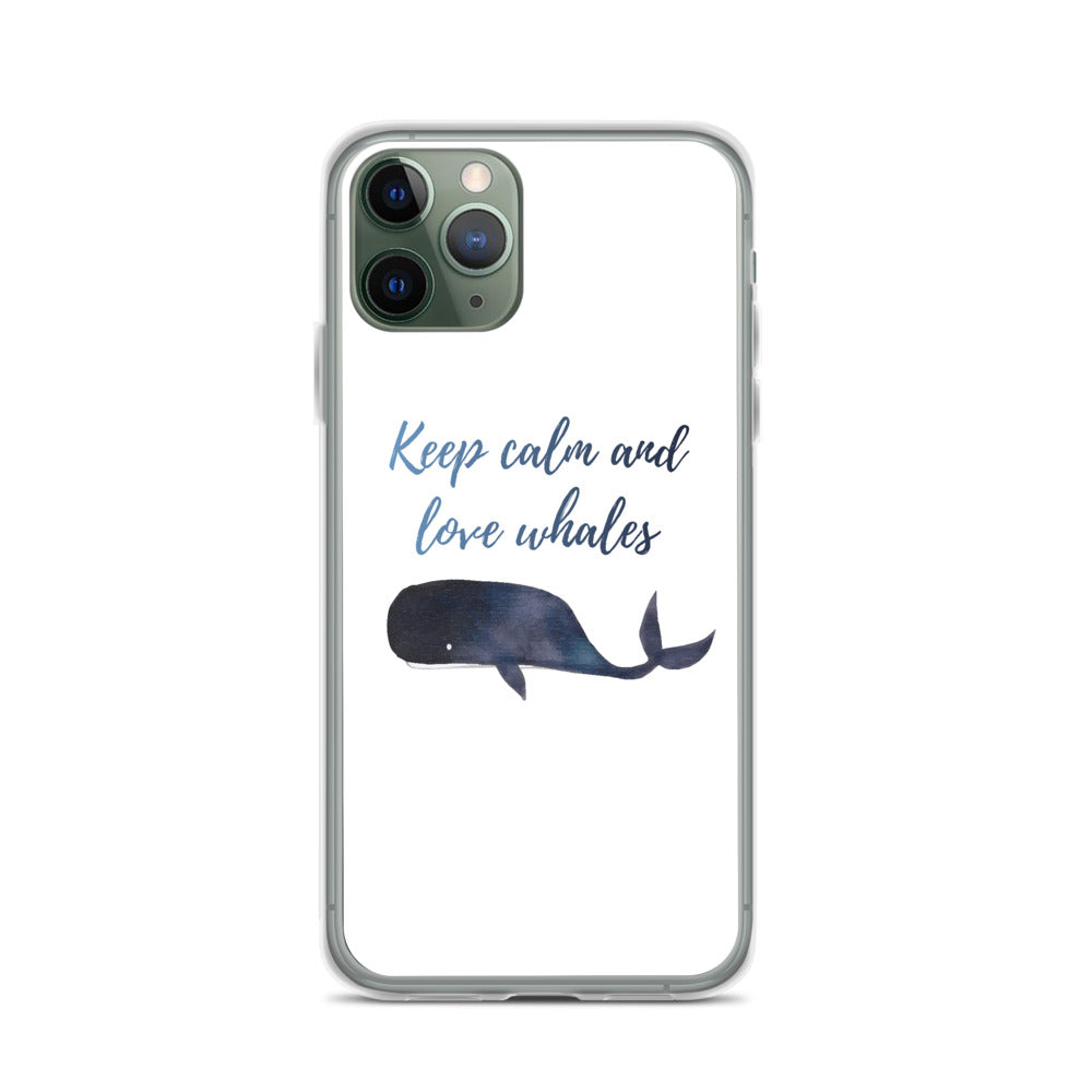 Keep Calm and Love Whales iPhone Case White - Splashing Apparel