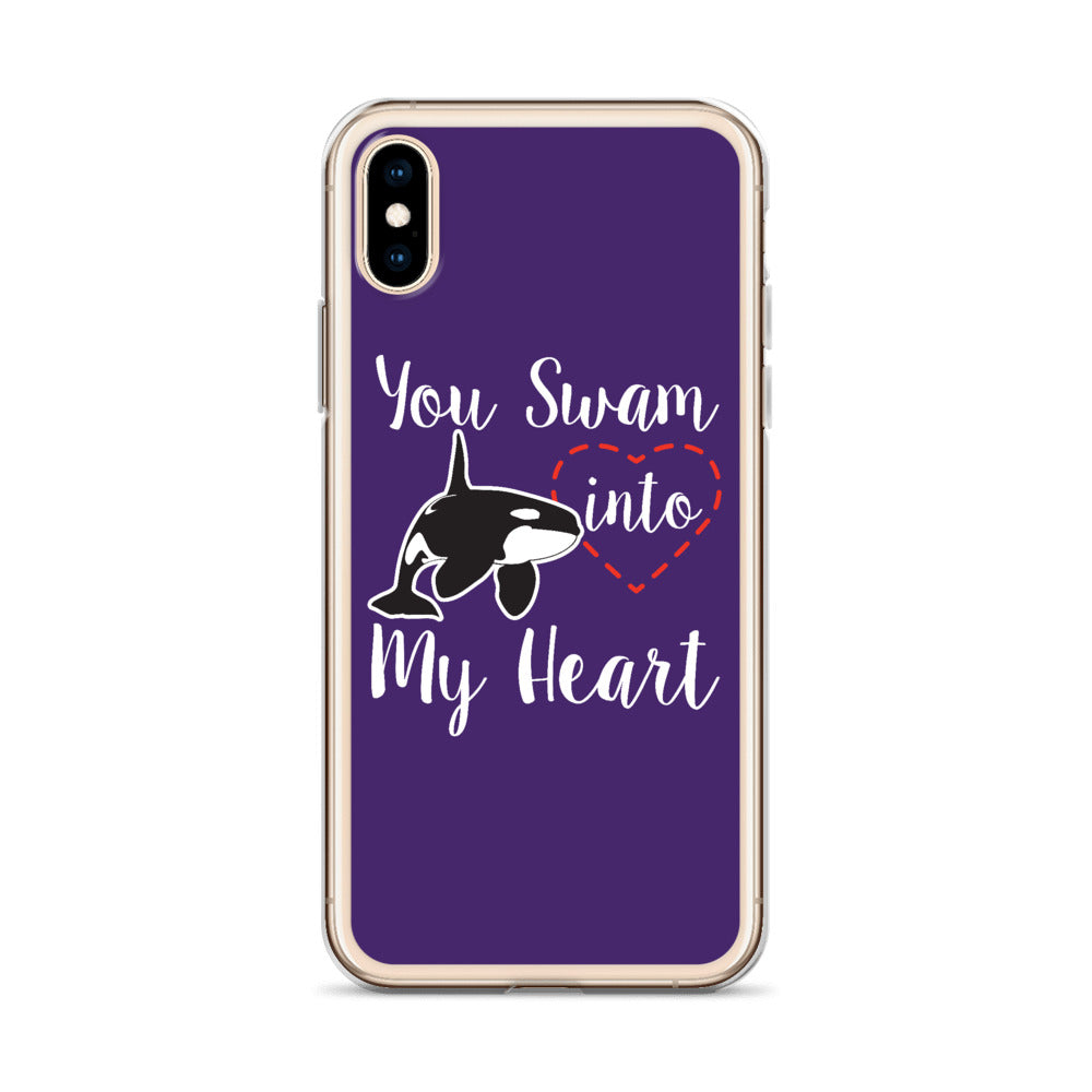 You Swam into My Heart iPhone Case Purple - Splashing Apparel