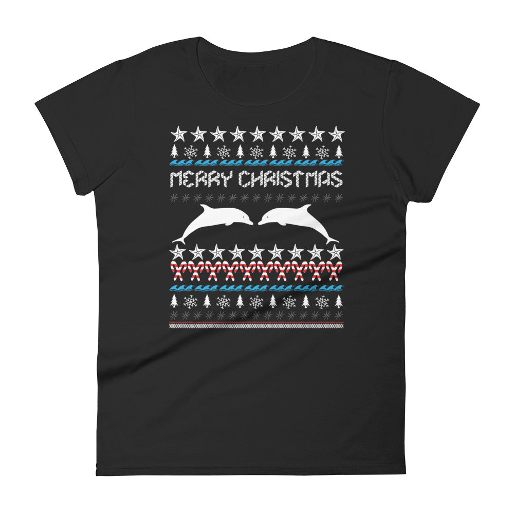 Christmas Dolphin Women's t-shirt - Splashing Apparel