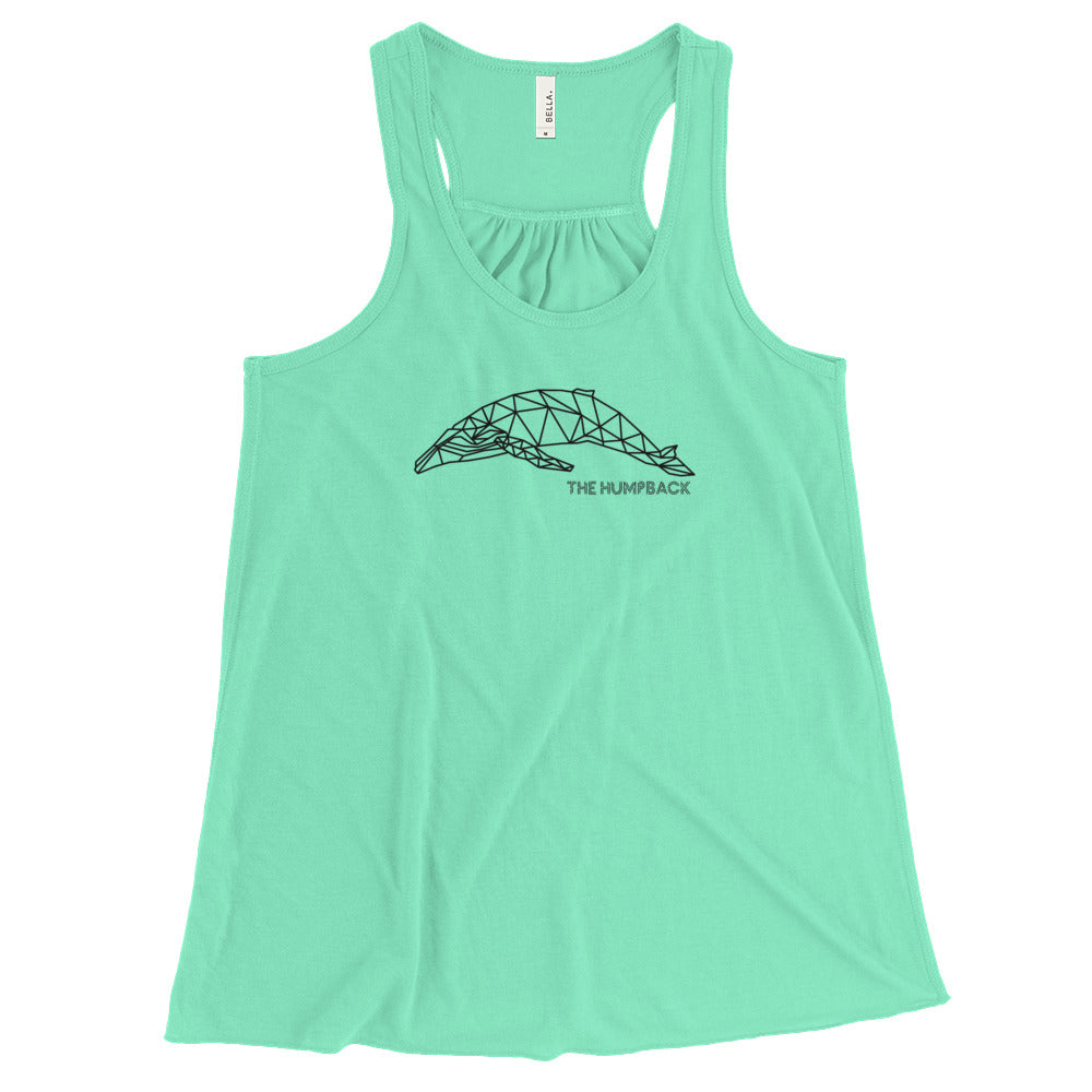 Geometric Humpback Whale Women's Flowy Racerback Tank - Splashing Apparel