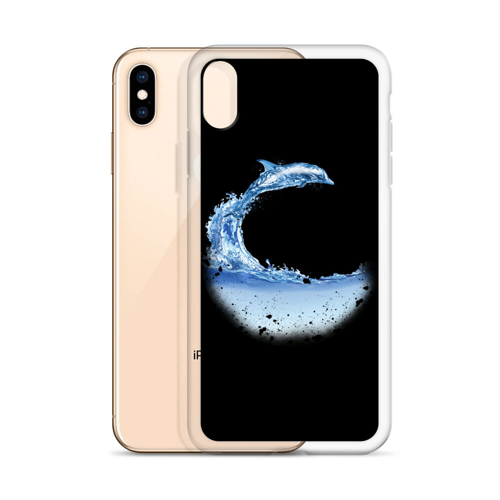Aqua Dolphin iPhone Case Black - Splashing Apparel