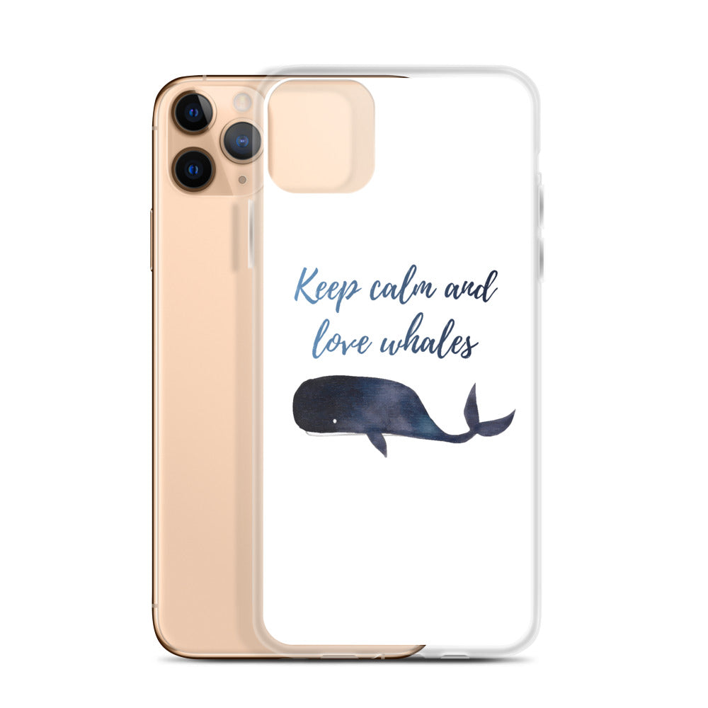 Keep Calm and Love Whales iPhone Case White - Splashing Apparel