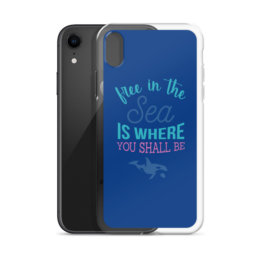 Free in the Sea iPhone Case Dark Blue - Splashing Apparel