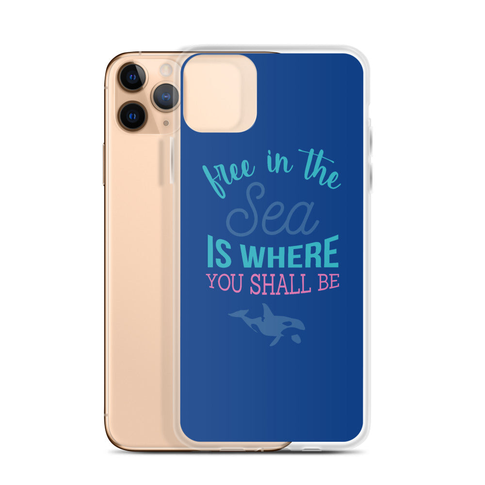 Free in the Sea iPhone Case Dark Blue - Splashing Apparel