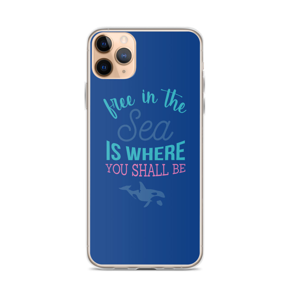 Free in the Sea iPhone Case Dark Blue - Splashing Apparel