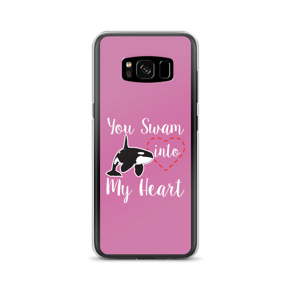 You Swam into My Heart Samsung Case Pink - Splashing Apparel