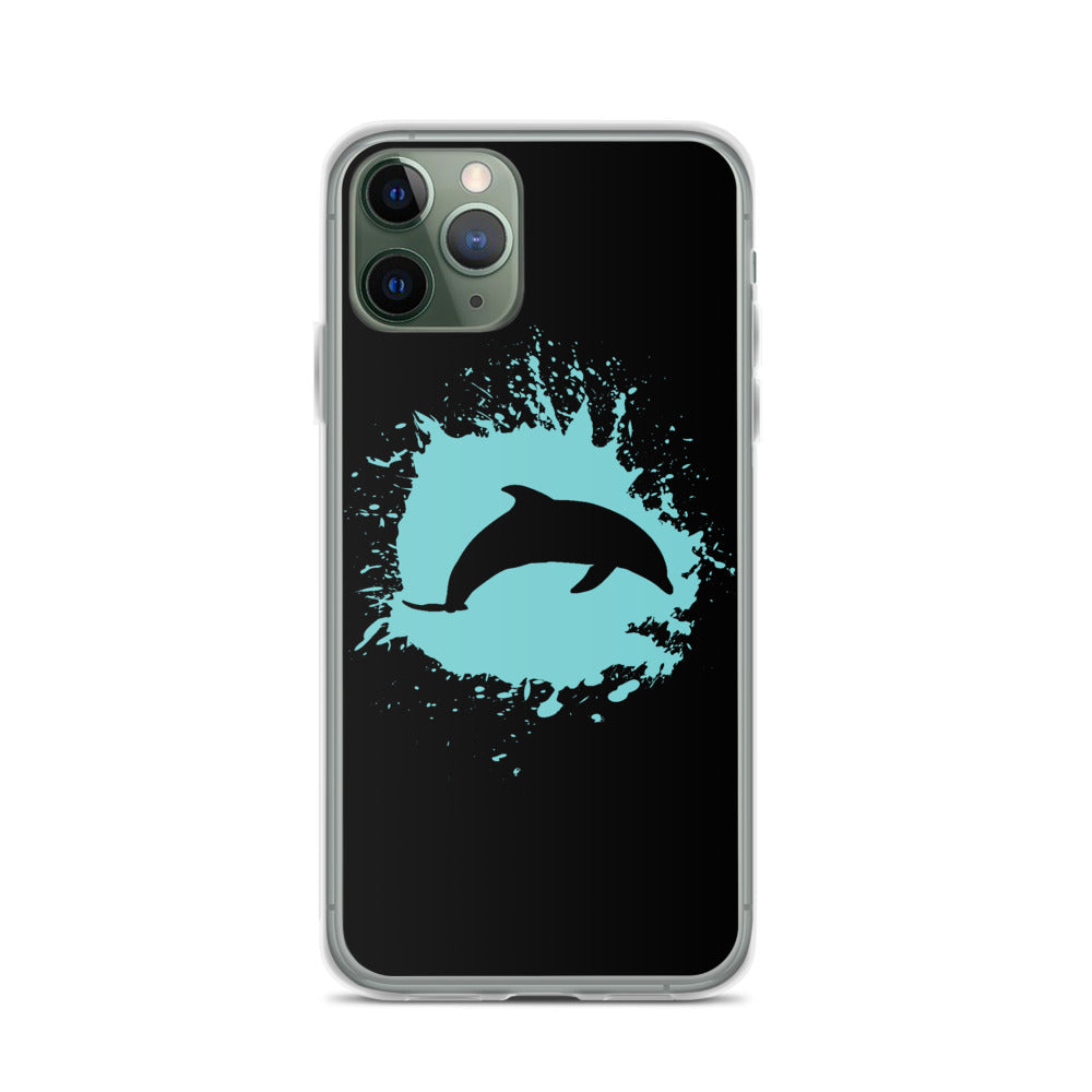 Dolphin Splash iPhone Case Black - Splashing Apparel