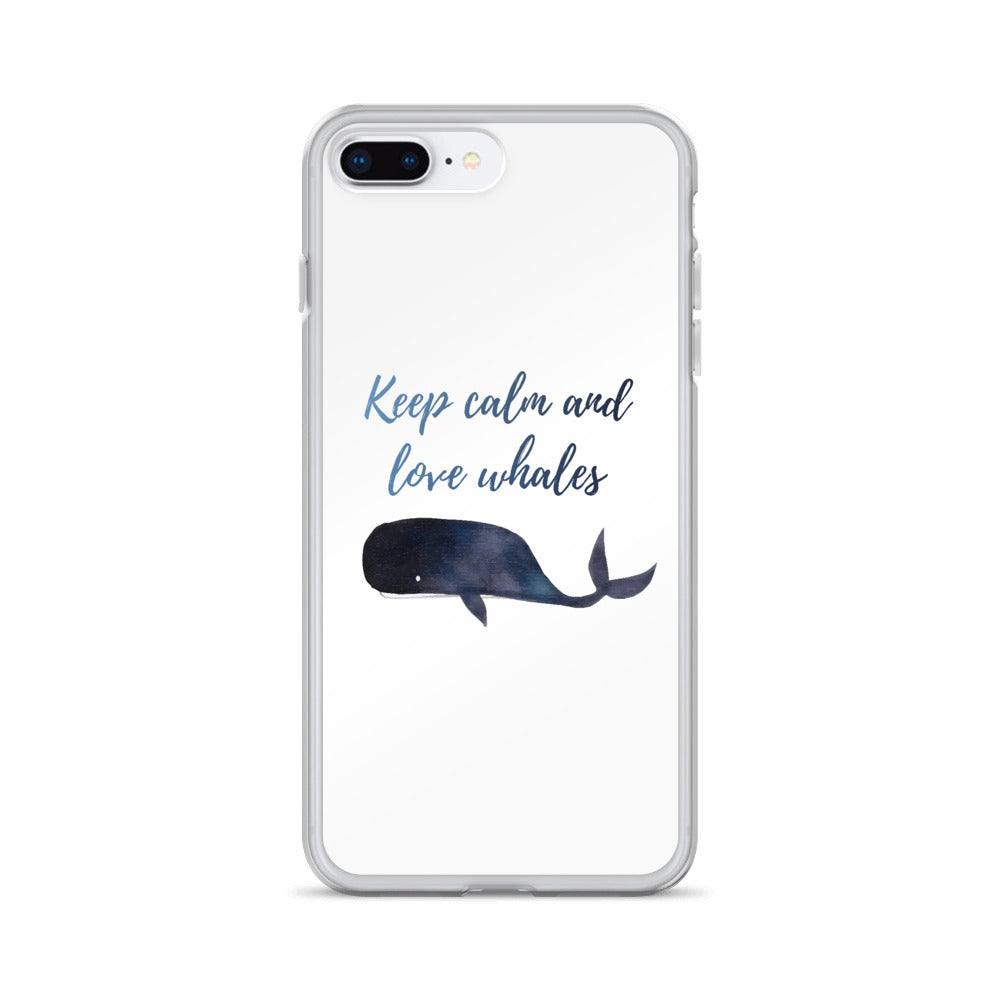 Keep Calm and Love Whales iPhone Case White - Splashing Apparel