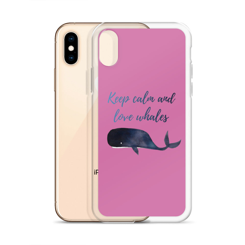 Keep Calm and Love Whales iPhone Case Pink - Splashing Apparel