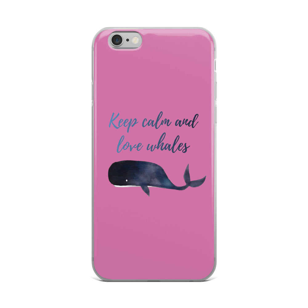 Keep Calm and Love Whales iPhone Case Pink - Splashing Apparel