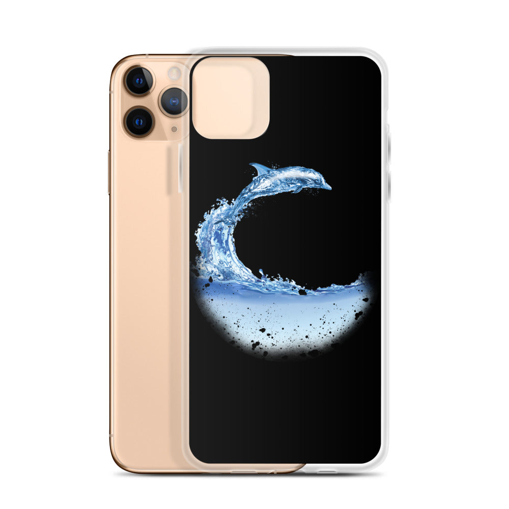 Aqua Dolphin iPhone Case Black - Splashing Apparel