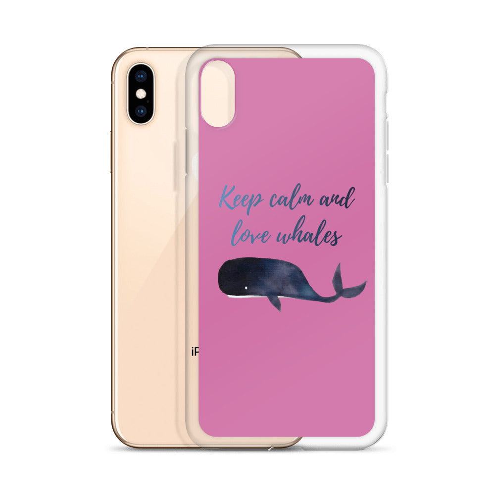 Keep Calm and Love Whales iPhone Case Pink - Splashing Apparel