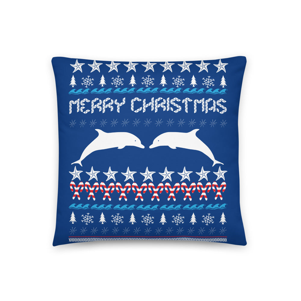 Christmas Dolphin Pillow - Splashing Apparel